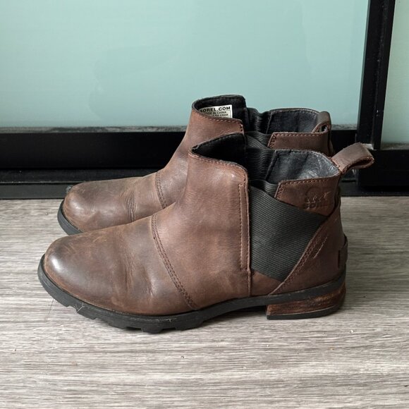 Sorel Emelie Chelsea Ankle Boots - Brown Size 6.5 - Picture 1 of 6